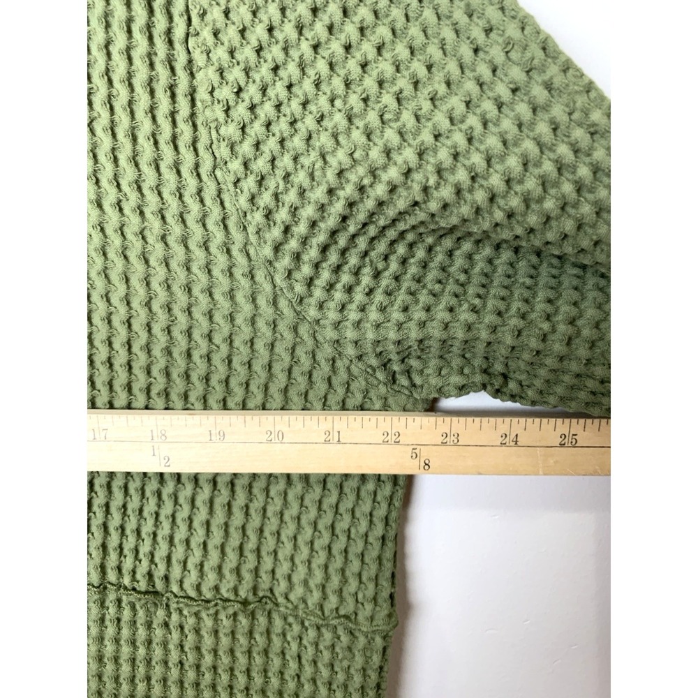 Focus Fashion Big Waffle Jacket Womens Large Olive Green 100% Cotton Lagenlook - Picture 6 of 10